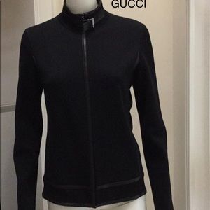 GUCCI Blk. Wool/ leather zip jacket size M